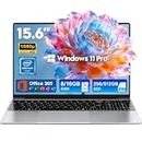2026 Laptops Computer,15.6" Windows 11 Pro Laptop with Office 365 included,8GB RAM 256GB SSD,Intel Pentium Process,6H Battery,Mini HDMI,cam|Mic,Portable Thin Lap Top for College Student Business Work