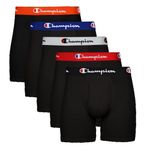 Champion Men's Every Day Comfort Stretch Cotton Boxer Briefs (3 Pack), Black - 5 Pack, Small