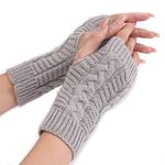 Bold N Elegant Knitted Woollen Warm and Comfortable Fingerless Gloves Thermal Mittens Winter Gloves Accessories Hand Warmer Gloves (Grey)