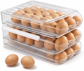 Homediea Transparent Egg Holder for Refrigerator, Sturdy Plastic, 54 Egg Storage Container, Auto Rolling, Fits Perfectly, Aesthetically Pleasing