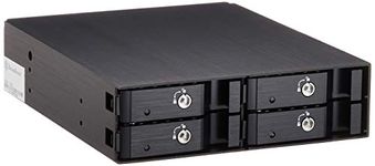 SilverStone SST-FS204B - Aluminium Trayless Hot Swap Mobile Rack Backplane / Internal Hard Drive Enclosure for 4x 2.5 Inch SAS/SATA HDD or SSD, fit in any 5.25 Inch Drive Bay, with Fan and Lock, black