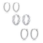 Sterling Silver Hoop Earrings for Women | Hypoallergenic S925 Huggie Hoop Earrings Small Cartilage Sleepers Earrings Studs Set Jewellery Gifts for Girls Men