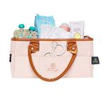 Baby Diaper Caddy Organizer Tote - Perfect for Nursery Changing Table, New Born Shower or Moving Room to Room -Free Hand Sanitizer (boy or girl) (Only Bag, Light Khaki)