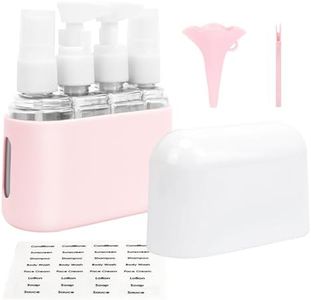 Skycase Travel Bottles, Travel Size Toiletries - Leak Proof Refillable Tsa Approved Travel Bottles, 4 in 1 Travel Containers with Labels and Funnel Airplane Accessories Kits for Lotion Liquid - Pink