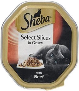 Sheba Select Slices - Comida húmeda para Gatos Adultos con Carne de Vacuno en Salsa, 18 bandejas (18 x 85 g)