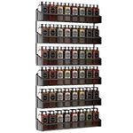 Hanging Spice Racks Wall Mounted 2 Set Large, Metal Chrome Narrow Spice Organizer for Jars Storage, Kitchen, Inside Cupboard or Cabinet Doors