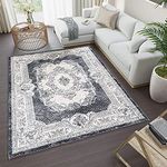 Calore Area Rugs Luxury Imitation Cashmere Large Non Slip Washable Rugs for Living Room, Bedroom Kids Nursery Rug [Grey White] [4’×5.3‘ / 120cm×160cm]