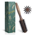 Round Brush for Blow Drying, LORSEX Boar Bristle Hair brush for Women Men, Round Hairbrush for Add Shine/Volume, Minimize Damage (2Inch)