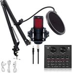 Audavibe V500 Mic with V8 Sound Card Set | Condenser Microphone + Audio Mixer & Voice Changer | Recording, Broadcast, Streaming, Singing, Karaoke, Gaming, Podcast & Lecture. V500+Mixer