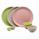 Happy Cove Solid Husk Eco Friendly 10 inch Dinner Plates|Rice Husk and Bamboo Fibre|Set of 3 with 3 Bowls (200ml) and 3 Sauce Bowls - Durable, Microwave Safe, Multicolour