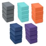 Upward Fit 3" Yoga Block, 20 Pack Bulk EVA Foam Yoga Blocks, Firm and Supportive Yoga Brick, Balance Foam for Stretching, Pilates, and Workout, 3" x 6" x 9", Assorted