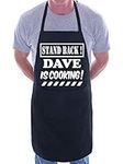 Print4U Stand Back Dave Is Cooking Personalised BBQ Apron Black