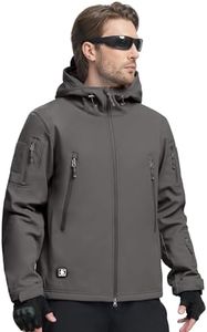 FREE SOLDIER Men's Outdoor Waterproof Soft Shell Hooded Military Tactical Jacket (Gray Small/US)