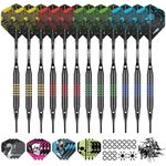 CyeeLife Soft Tip Darts Set - 12 Pack Professional Darts with 4 Colored Barrels, 24 Dart Flights, 50 Extra 2BA Tips for Electronic Dartboard - Perfect for Home, Pub & Party Games