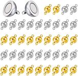 Pilikoll 40 Pcs Round Magnetic Clasps Jewelry Magnetic Clasps Magnetic Clasps Connectors Magnetic Clasps Magnetic Beads Clasps for Bracelet Necklace Pendant DIY Craft Making (Gold&Sliver,8mm)