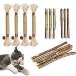 15Pcs Silvervine Sticks for Cats, Natural Cat Catnip Chew Toys for Cat Kittens Toy Teeth Cleaning, Cat Toy Matatabi Dental Care Increase Appetite Calm Cat Anxiety and Stress Aggressive Chewers