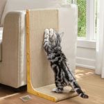 Conlun Cardboard Cat Scratcher,58 cm L Shape Scratch Pad Wall Mounted,Vertical Scratching Post Durable Cardboard to Protect Furniture for Indoor Cats,Wood Grain Large