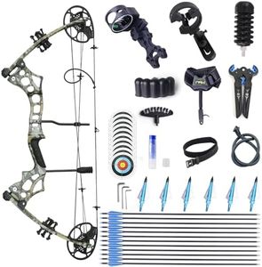 Moyujian Compound Bow and Arrow Set for Adults Archery Shooting Bow Adjustable 30-65LBS Composite Bow Combination 19.5"-30" Draw Length Hunting Equipment (Camouflage)