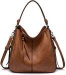 Realer Women Handbags Fashion Hobo Bags Faux Leather Long Strap Shoulder Bag Ladies Large Tote Bag Cross body Bag for Work Business School College Travel Brown