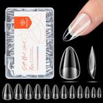 Modelones Short Almond Nail Tips, Pre-shaped Full Cover Fake Nails Soft Gel Acrylic Nail Tips Nail Extension False Gel x Nail Kit 216PCS 12Sizes