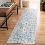 Luria Rugs Machine Washable 2'7" x 7' Non-Slip 7 Ft Long Runner Rug for Entryway, Kitchen, Hallway, Bedroom, Bathroom - Traditional Vintage, Aria Collection (Light Blue/Ivory)