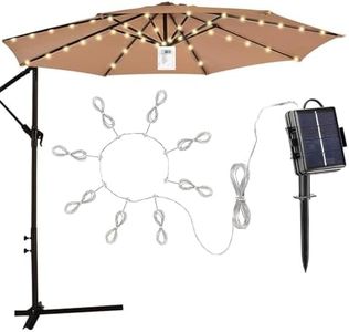 Solar Powered Umbrella Light - Solar Powered Patio Umbrella Light | Outdoor Garden Deck String Light with 8 Brightness Settings, Solar Powered Parasol Light for Garden Backyard Lawn Pool Patio