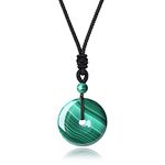 COAI Adjustable Round Donut Malachite Pendant Grounding Stone Protection Necklace