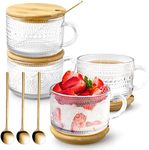 4 Set Vintage Glass Coffee Mugs wit