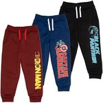 Marvel Avengers Iron Man Captain America Black Panther Little Boys Fleece 3 Pack Jogger Pants Iron Man/Black Panther/Captain America 7-8