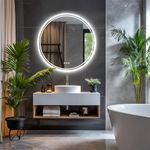 LUVODI Round LED Bathroom Mirror: 600mm Dimmable Backlit Lighted Wall Mounted Vanity Mirror Smart Makeup Shaving Circle Mirror with Anti Fog, Smart Touch Button