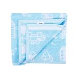 Mee Mee Bamboo Cotton Premium Baby Washcloth, Washable & Reusable, Extra Soft Face Towels for Newborns, Kids, Toddlers, Infants - Car Print, Light Blue 90X90 CM