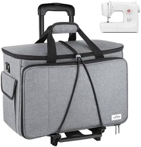 JJRING Rolling Sewing Machine Case with Wheels, Detachable Sewing Storage and Transport Tote, Trolley Tote Bag for Most Standard Machines and Painting Accessories