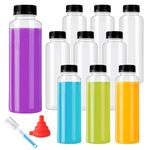 YBCPACK 10 Pack 16oz（500ml） PP Heat-Resistant Plastic Juice Bottles With Caps-Plastic Smoothie Bottles-Reusable Bulk Beverage Containers with Lids For Juice, Beverage(Dishwasher Safe)