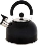 Lily's Home 2 Quart Stainless Steel Whistling Tea Kettle, the Perfect Stovetop Tea and Water Boilers for Your Home, Dorm, Condo or Apartment. (Black)