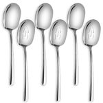 SOLEADER X-Large Serving Spoons Set,12 Inch Slotted Spoon and Serving Spoon,Spoons Silverware,Cooking Spoon,Pasta Spoon,Mixing Spoon,Buffet Serving Utensils,Foodgrade 18/8 Stainless Steel,Pack of 6