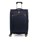 Travelpro Platinum Elite Softside Expandable Checked Suitcase, 8 Wheel Spinner Suitcase, TSA Lock, Men and Women, True Navy Blue, Checked Medium 72x47x30 cm