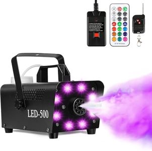 500W Smoke Machine, 8 LED RGB Light for Fog Machine with 13 Colorful LED Lights Effect, 2000CFM Fog, 1 Wired Receiver, and 2 Wireless Remote Controls. Perfect for Wedding, Halloween, Party,DJ.