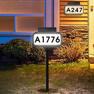 Wecsord Solar Address Sign House Number for Outside Plaque Modern IP65 Waterproof LED Lighted Address Numbers for House Number signs for Yard Street (3 Color)