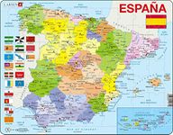 Larsen K85 Spain Political Map Jigsaw Puzzle | 70 Pieces | Spanish Edition | Educational & Fun Map Puzzle for Kids