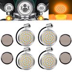 Yifengshun 1156 48LED Motorcycle Front And Rear Turn Signal Light 5cm With Smoked Lens Super Bright Waterproof Amber LED Turn Signal Kit For Harley Touring Sportster Softail Dyna Tail Light 4Pcs