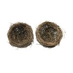 ZYAMY 2pcs 4" Artificial Rattan Bird's Nest Handicraft Bird's Nest for Crafts, Patio Garden, Succulent Planter