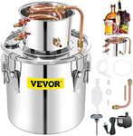 VEVOR Alcohol Still, 50L Stainless Steel Water Alcohol Distiller w/Condenser, 13.2Gal Wine Making Boiler w/Copper Tube, Home Brewing Kit w/Built-in Thermometer for DIY Whisky Wine Brandy, Silver