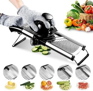 Mandoline Food Slicer, Adjustable Mandoline Slicer for Kitchen, Stainless Steel Mandolin Vegetable Chopper for Potato/Tomato/Onion, Vegetable Slicer Julienne Cutter with Cut-Resistant Gloves