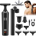 Back Shavers for Men, 5 in 1 Mens Back Body Shaver, Foldable Long Handel Electric Razor, Waterproof Pain-Free Body Grooming Hair Removal Kit for Backs, Chest, and Shoulders