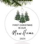 Hiagkmet House Warming Gifts New Home Ornament First Christmas in Our New Home 2024, Housewarming Gifts for New House, Ceramic Keepsake New Home Christmas Ornaments for Women, Couple