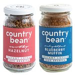 Country Bean Instant Coffee Powder Combo with Hazelnut and Blueberry Muffin Flavoured Coffees, Pack of 2, 50 G x 2 | 100% Arabica, Freeze-dried | Makes 50 Cups