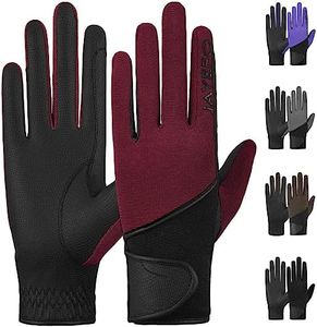 Jayefo Men & Women Horse Riding Gloves Riding Equestrian Horseback Outdoor Sports Driving Riding Bike Workout Gardening (Burgundy, Small)