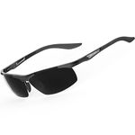 SIPLION Men's Driving Polarized Sport Sunglasses Man Metal Frame Black 8729 UV400 CAT 3 CE