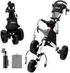 3 Wheel Golf Bag Cart,One-Click Folding & Unfolding, Adjustable Height Golf Pull Cart,Compact Lightweight Design for Lady and Junior Golfers-white