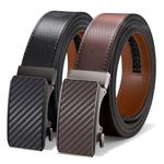 JASGOOD Men's Leather Ratchet Belt for Jeans Pants Adjustable Ratchet Dress Belt with Slide Automatic Buckle